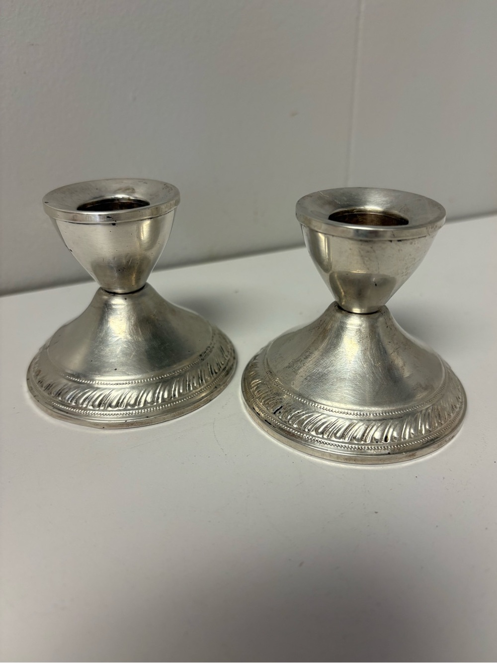 Set of VTG  Sterling Silver Weighted Candle Holders by Duchin Creation 2.5” Tall
